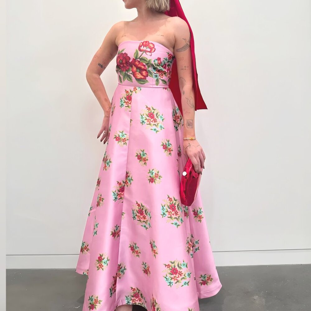 ASTON STUDIO Audrey Dress in Salmon Bouquet
